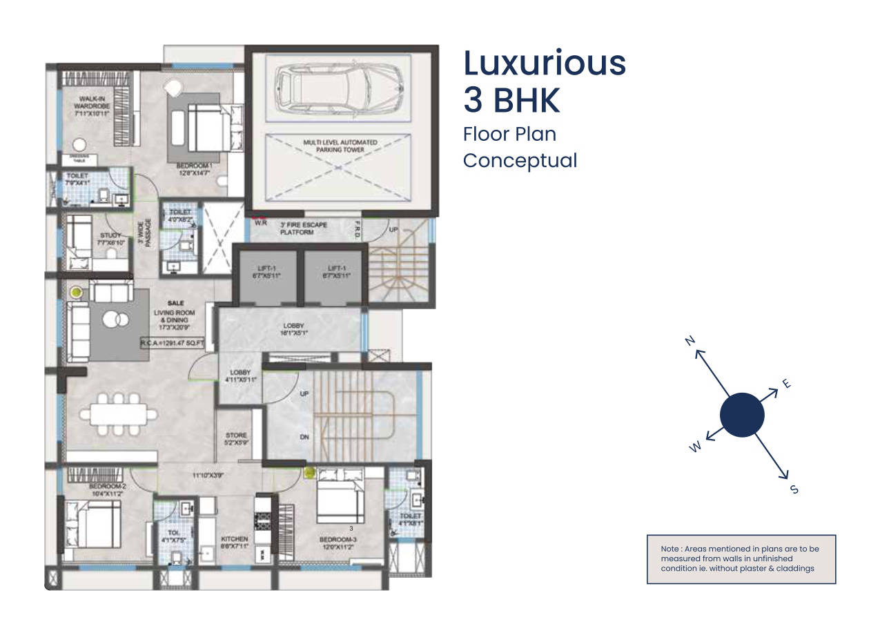 Buildarch Saffron Luxurious 3BHK Plan